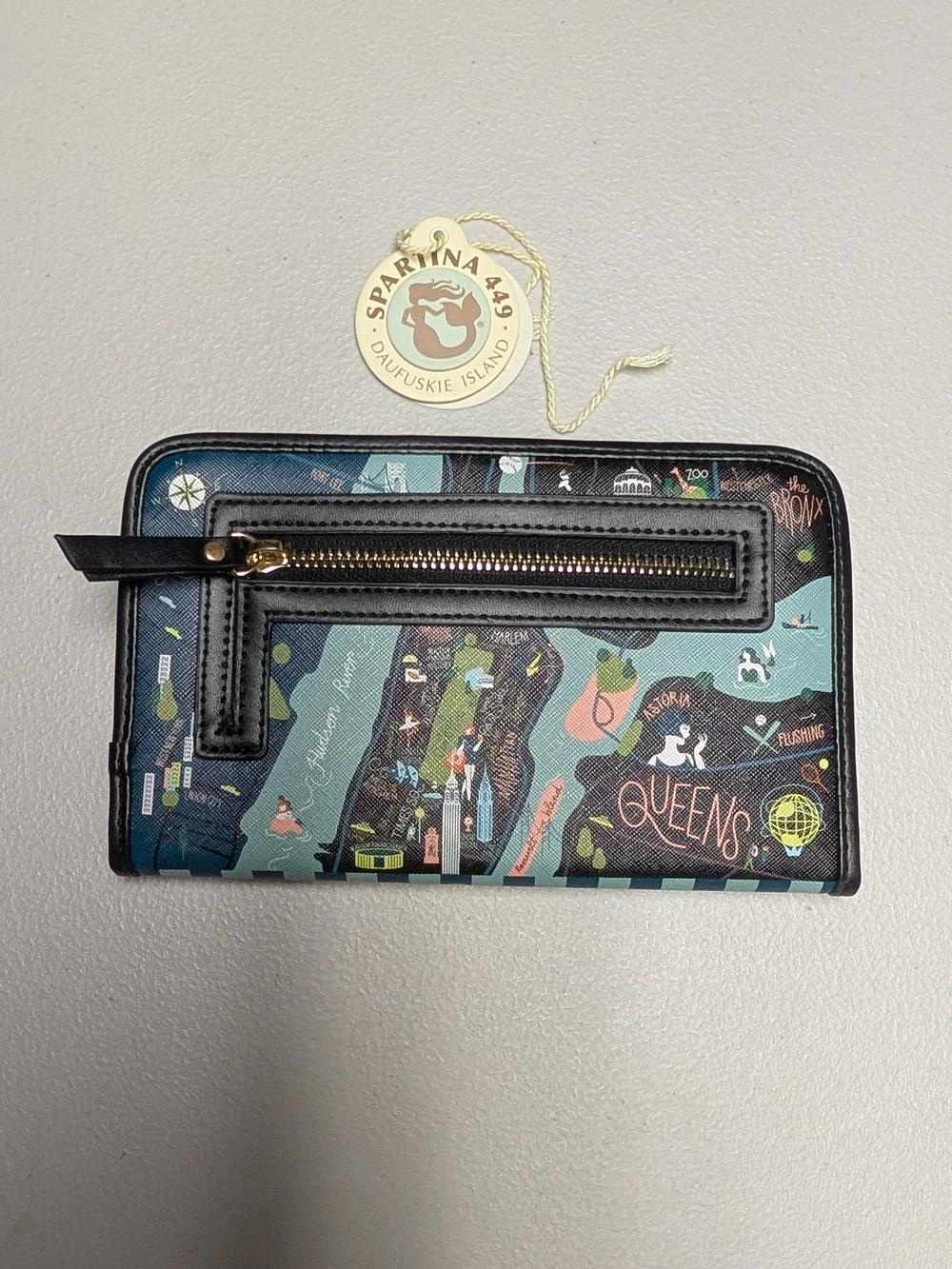 Spartina 449 Black Multi New York Map Zip Wallet